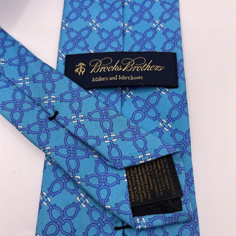 Brooks Brothers Necktie Makers Merchants Silk‎ Blue USA Made 61